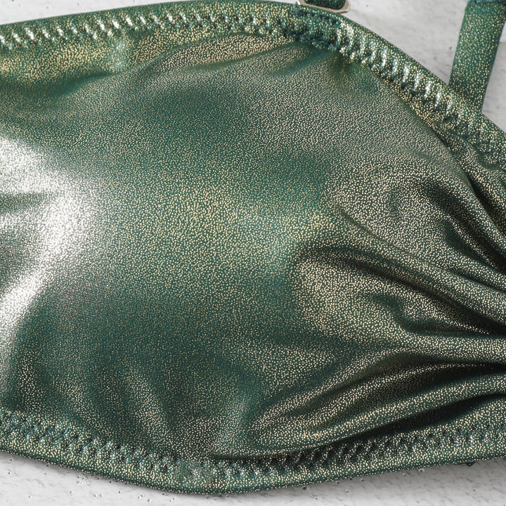 Damen Bikini-Set mit modischem Wickeldesign und glänzenden Akzenten Drune