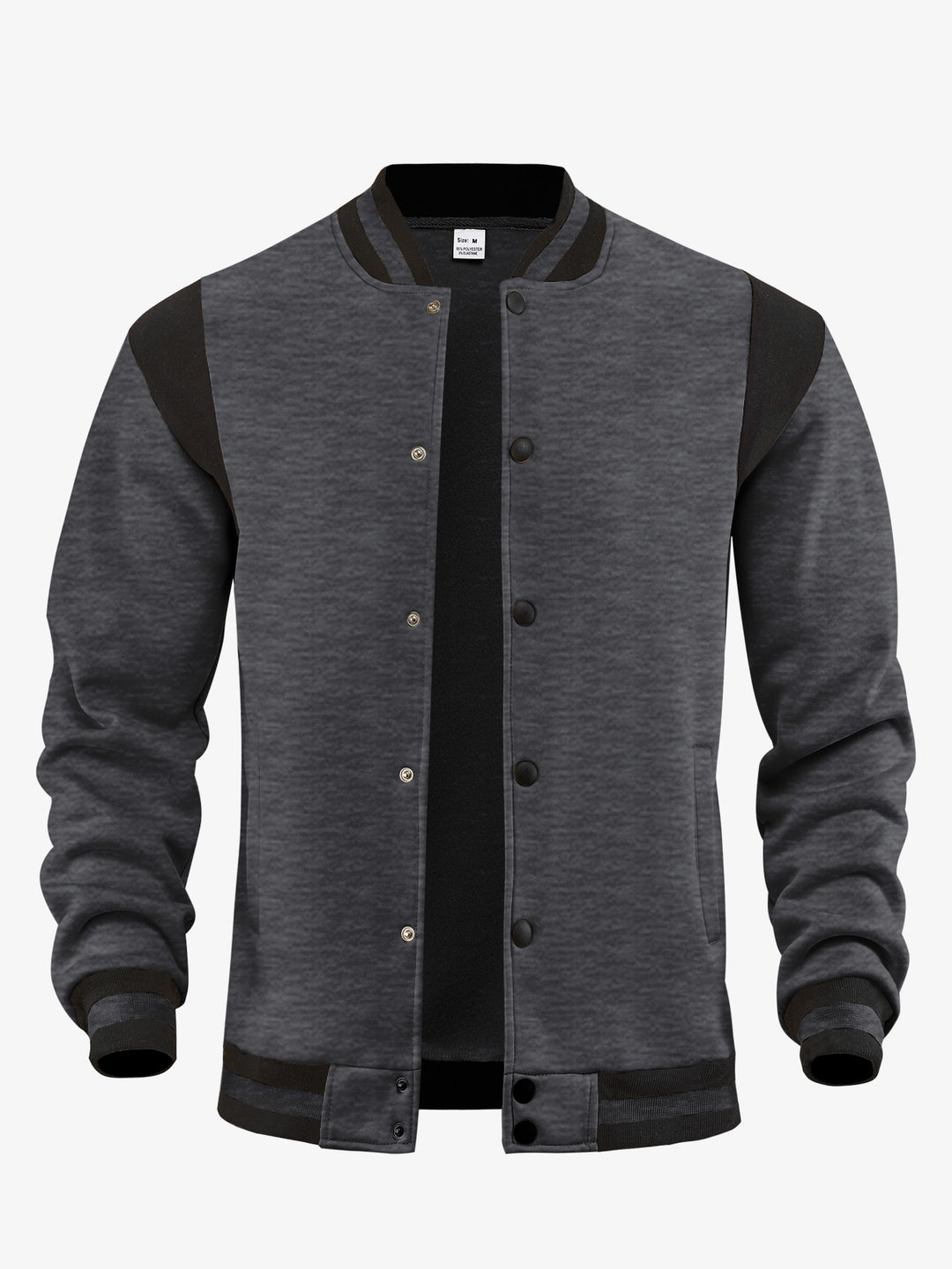 Herren nan leichte Collegejacke im Varsity-Look mit Druckknopfverschluss Rippbündchen und Kontrast-Schulterbesatz Drune