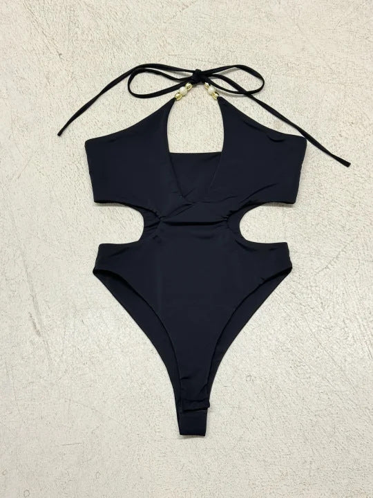 Damen Cut-Out Badeanzug mit Raffungen und verstellbaren Trägern Drune