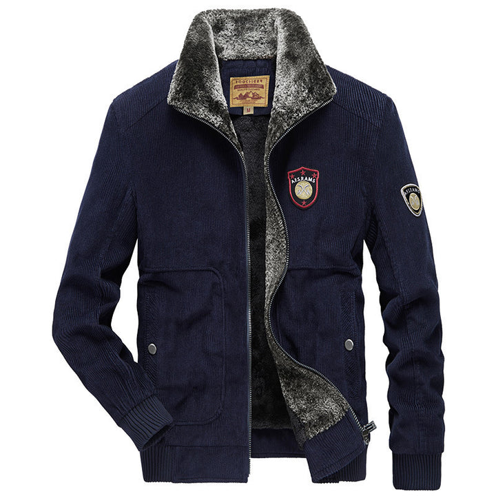 Herren Cordjacke mit wärmender Teddy-Innenfütterung und Badge-Details Drune