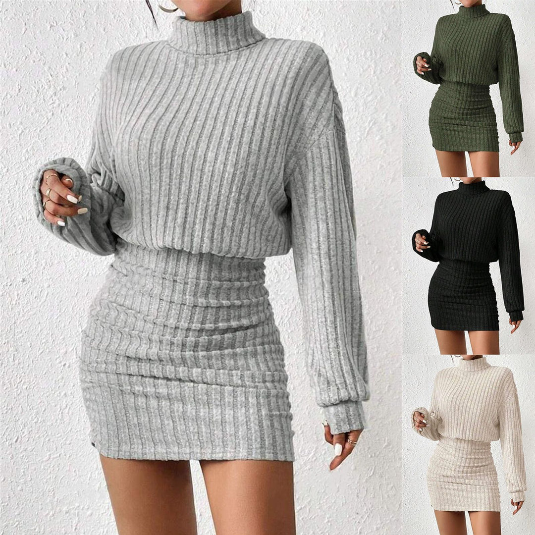 Damen Strickkleid mit Rollkragen und angeschnittenen Ärmeln Drune