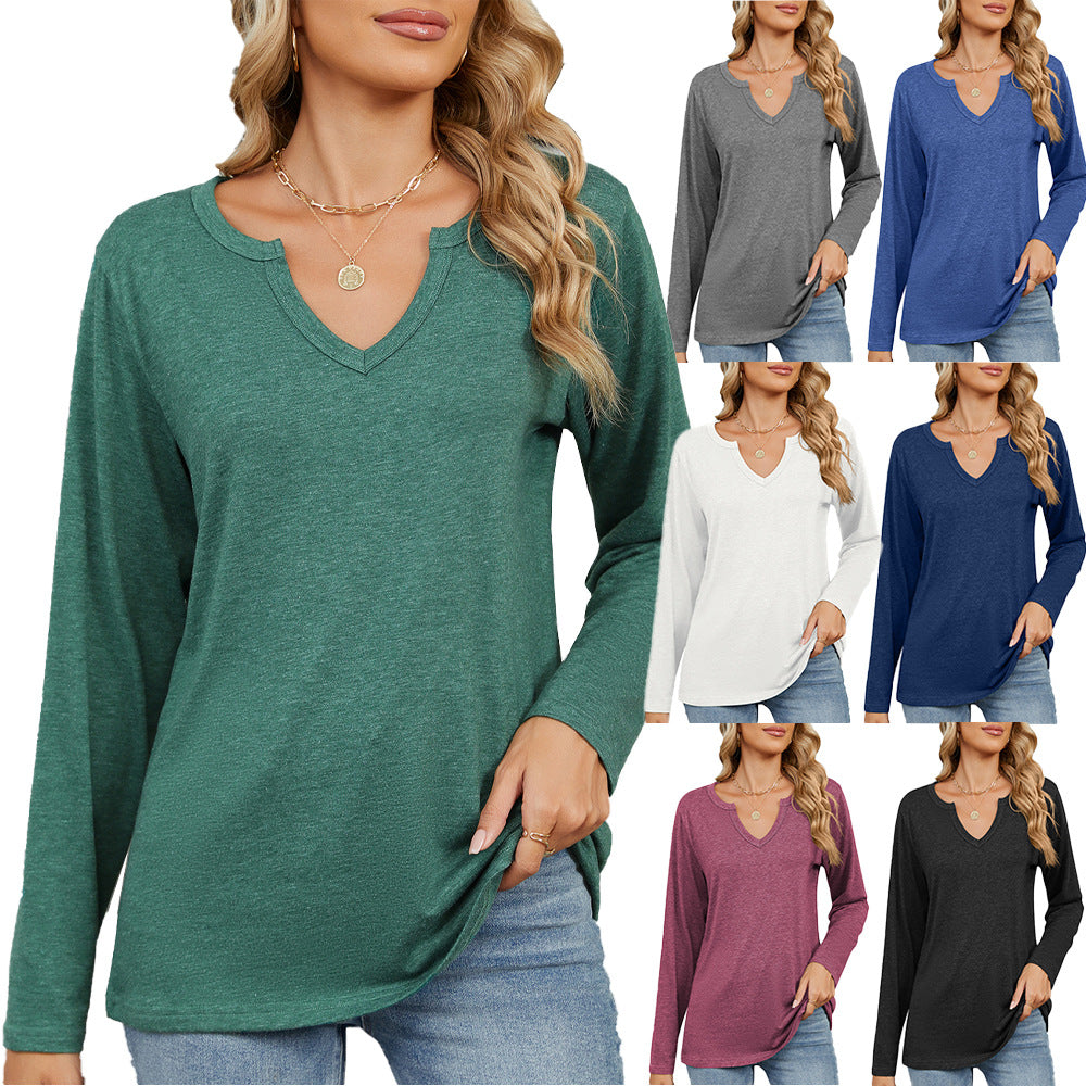 Damen Langarmshirt mit modischem V-Ausschnitt und lässiger Passform Drune