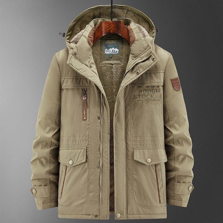 Herren Robuster gefütterter Field-Parka mit Teddyfutter, Kapuze und Multifunktions‑Taschen Drune