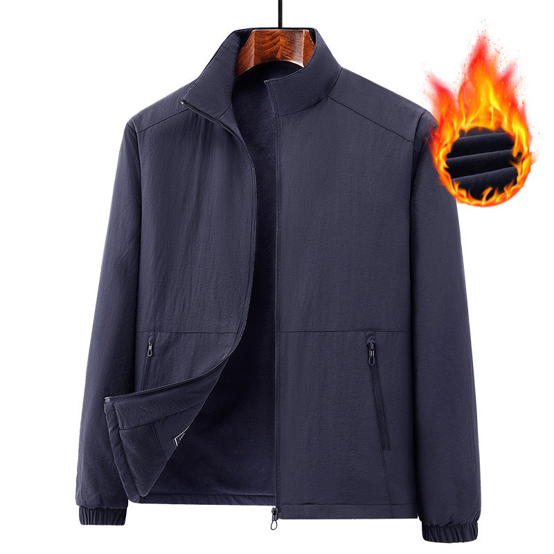 Herren Leichte windabweisende Fleecejacke mit Stehkragen und Reißverschlusstaschen Drune