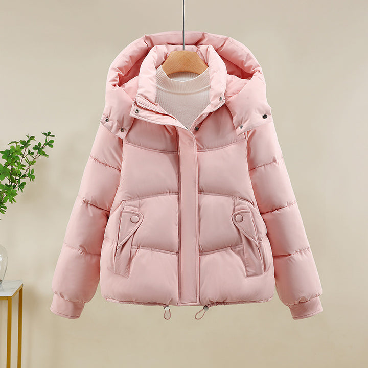 Damen moderne Pufferjacke mit abnehmbarer Kapuze und praktischen Taschen Drune