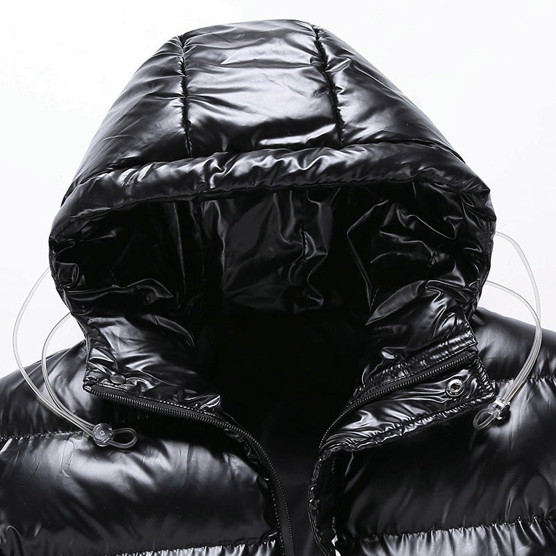 Herren glänzende gesteppte Thermo-Kapuzenjacke mit Metallic-Finish und wärmender Isolierung Drune