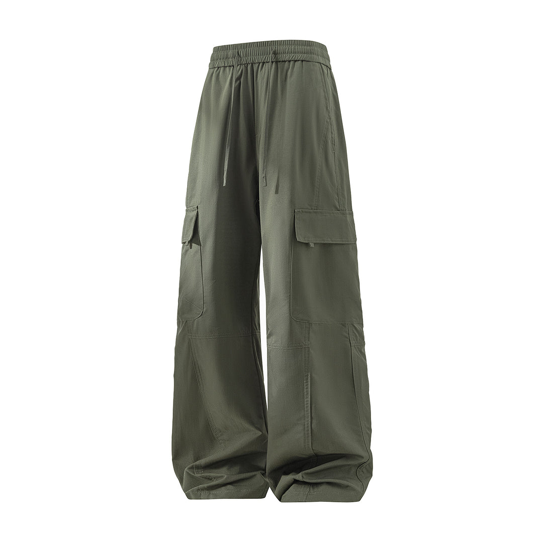 Herren Weite Cargo-Hose mit Tunnelzugbund, Utility‑Klappentaschen & entspannter Baggy‑Silhouette Drune