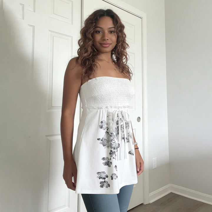 Damen Baumwollrock mit floralen Mustern und elastischem Bund Drune