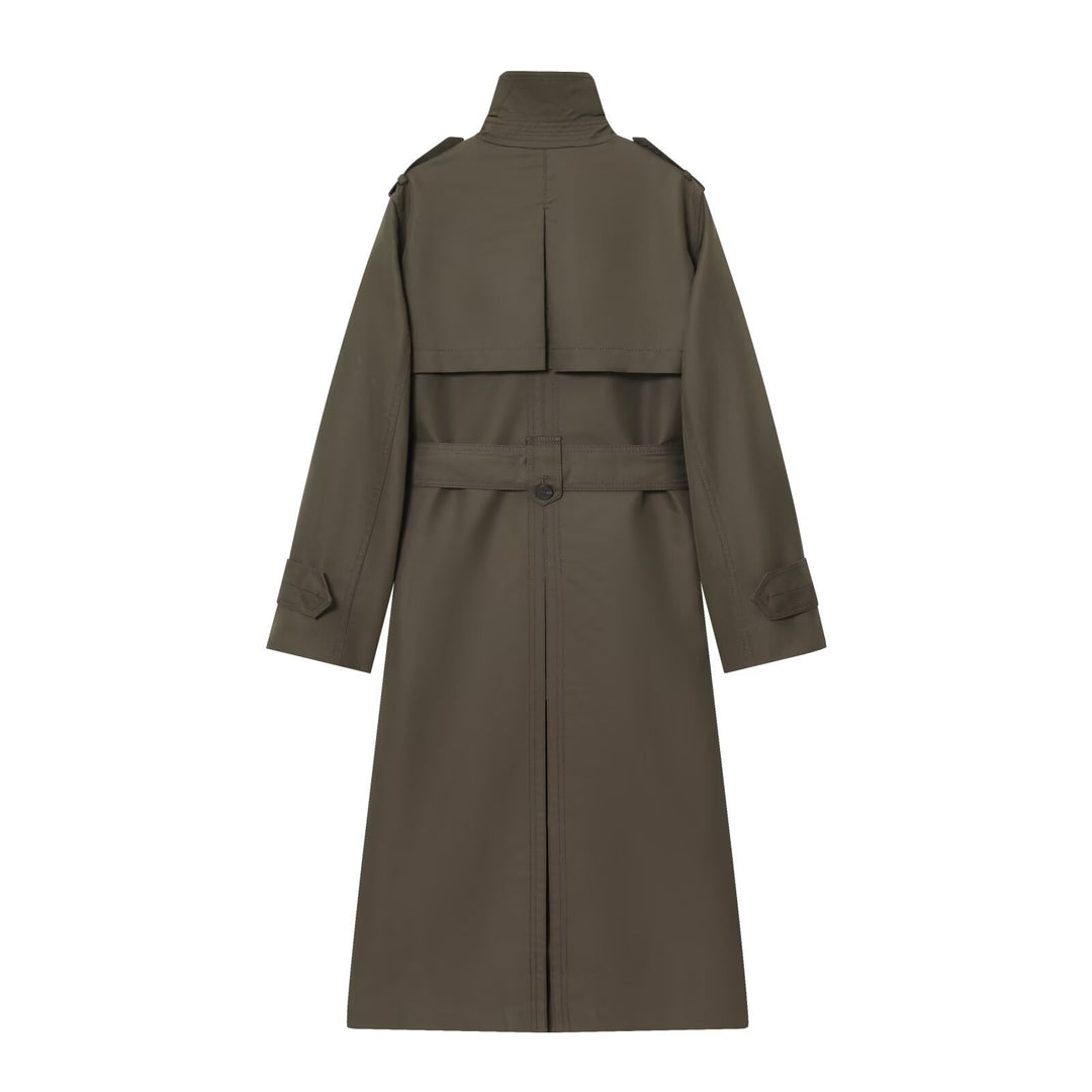 Damen 50+ klassischer Trenchcoat mit Doppelreihe, Taillengürtel und Schulterriegel Drune