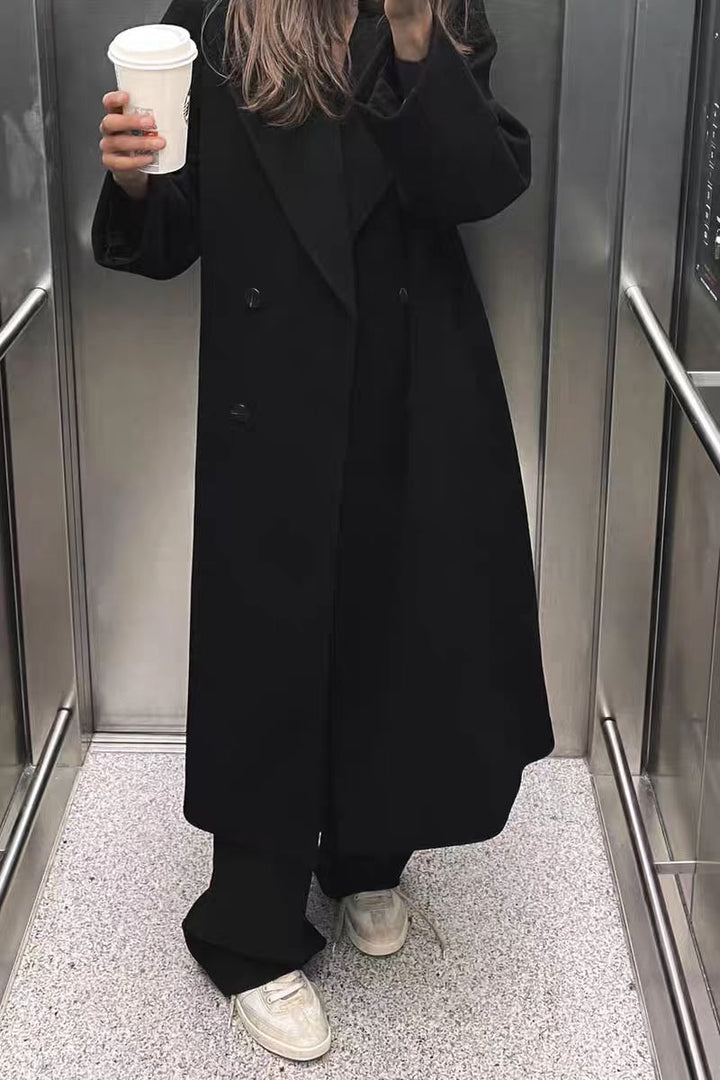 Damen trendiger Wollmantel mit doppelter Knopfreihe und elegantem Schnitt Drune