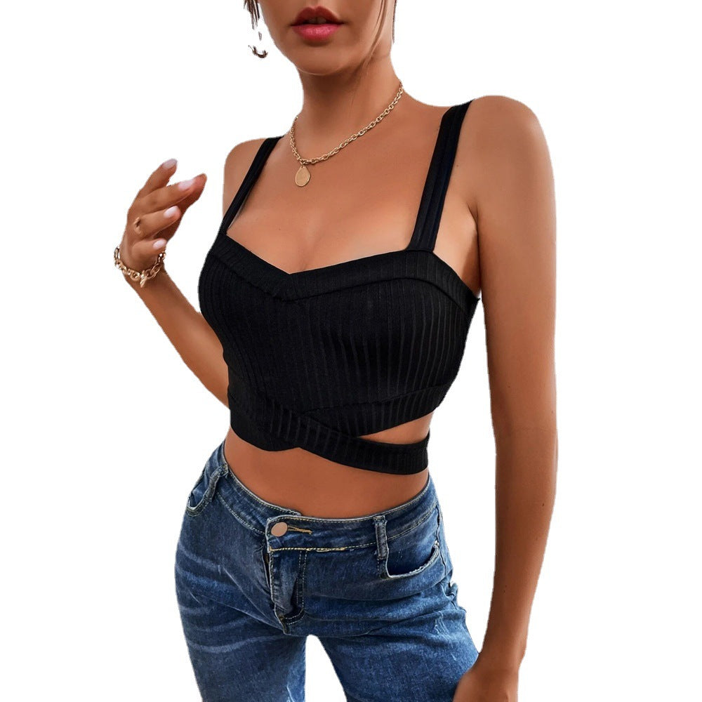 Damen figurbetontes Crop-Top mit Cut-Out-Details und modernem Rippdesign Drune