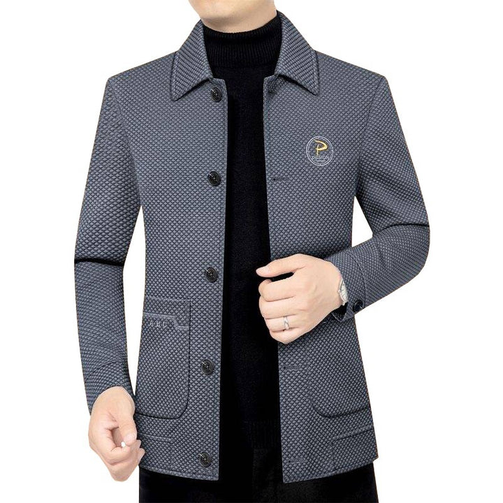 Herren Strukturierte Übergangsjacke mit Reverskragen und aufgesetzten Taschen Drune