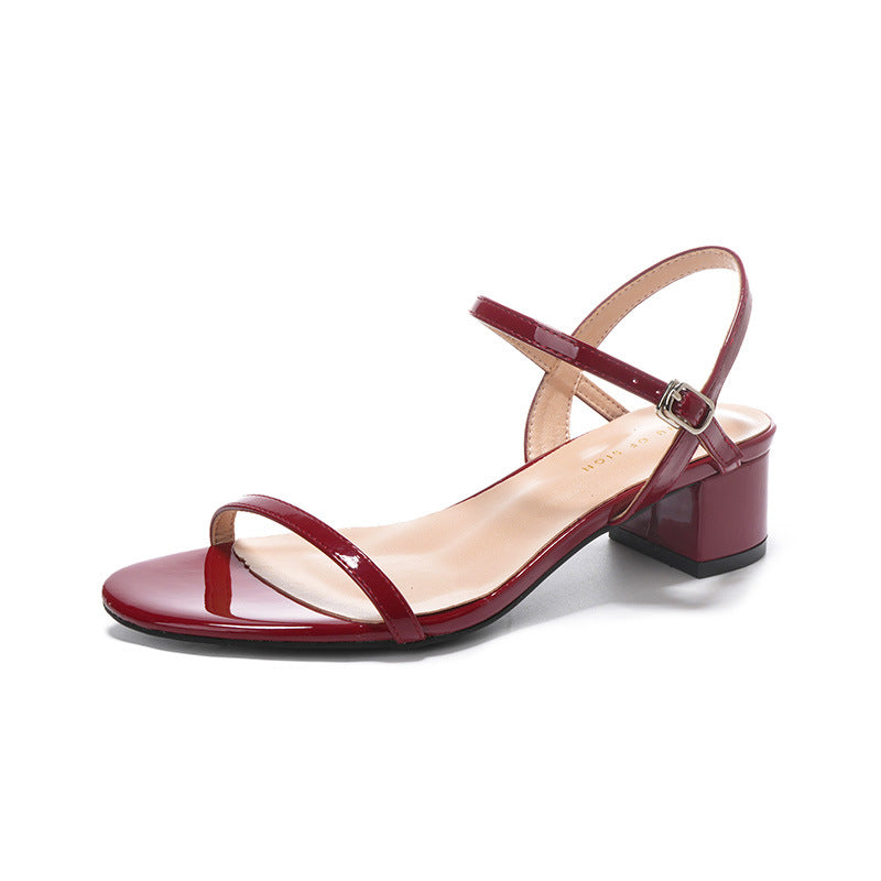 Damen Elegante Blockabsatzsandalen mit verstellbarem Knöchelriemen Drune