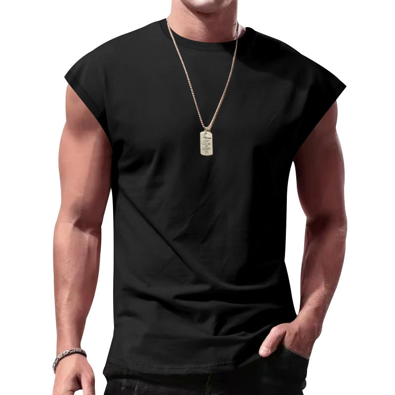 Herren nan lockeres ärmelloses Muskelshirt aus Baumwolljersey mit überschnittener Schulterpartie Drune