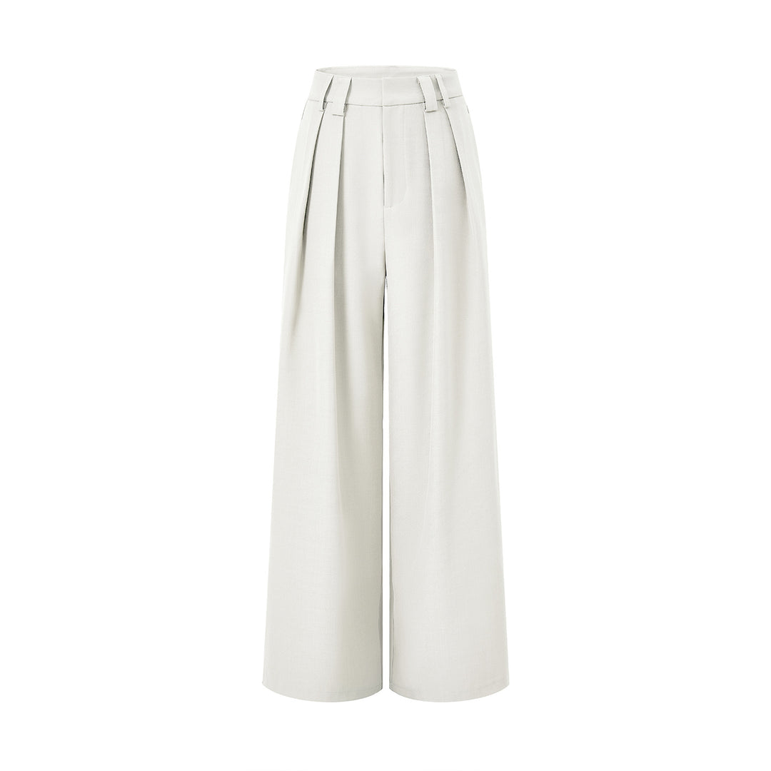 Damen Hochgeschnittene Palazzo-Hose mit Kellerfalten und weitem Bein Drune