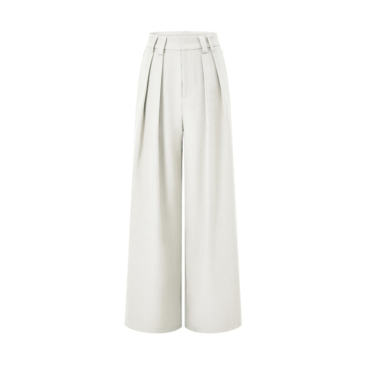 Damen Hochgeschnittene Palazzo-Hose mit Kellerfalten und weitem Bein Drune