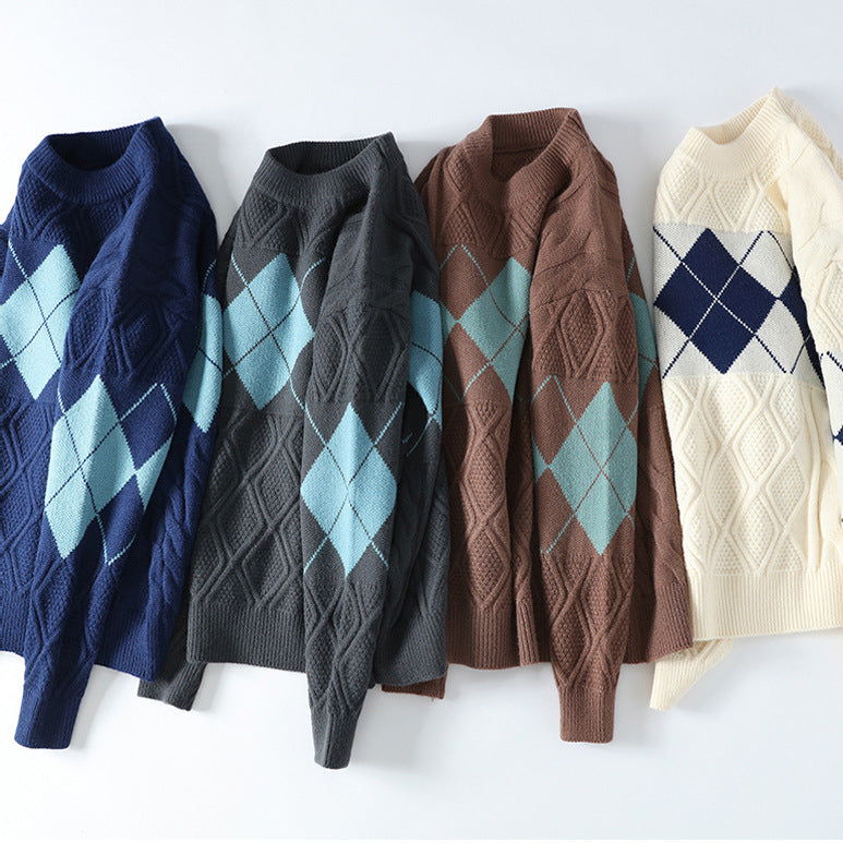 Herren Strickpullover mit diamantförmigem Muster Drune