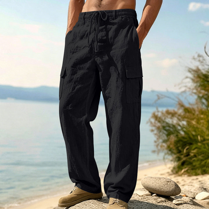Herren Cargo-Hose mit Kordelzug, weitem Schnitt und aufgesetzten Taschen Drune