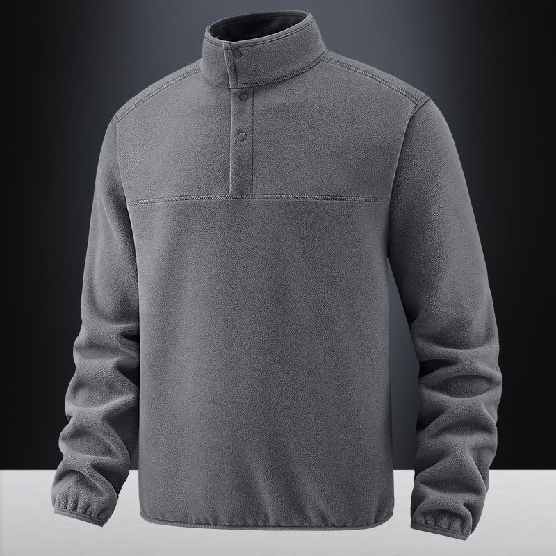 Herren Fleece-Pullover mit Stehkragen und Druckknopf-Leiste für wärmende Zwischenschicht Drune