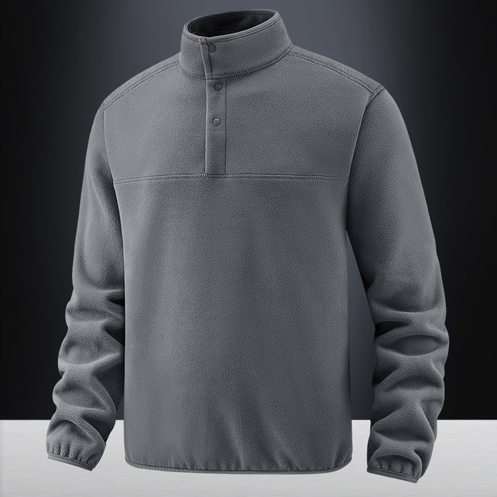 Herren Fleece-Pullover mit Stehkragen und Druckknopf-Leiste für wärmende Zwischenschicht Drune
