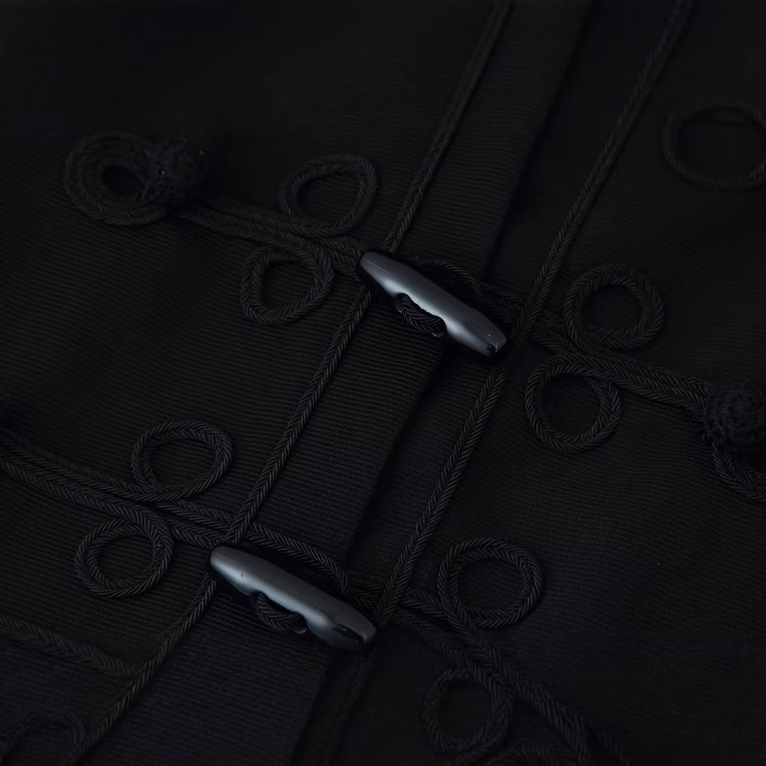 Damen Kurze Jacke mit Froschverschlüssen und Stehkragen Drune