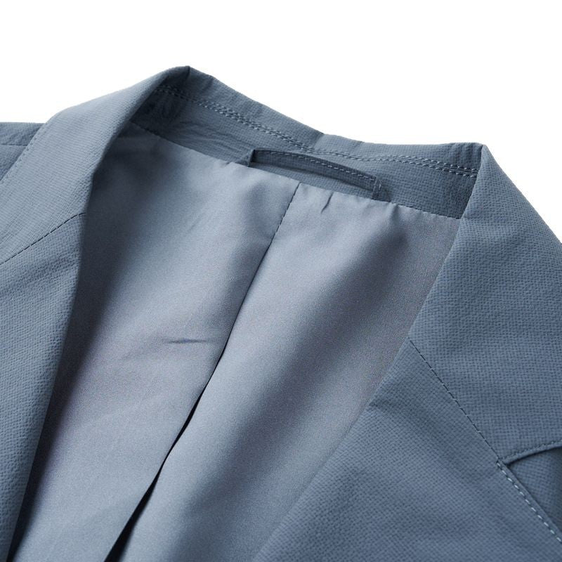 Herren eleganter Freizeitblazer aus atmungsaktivem Gewebe mit modischem Stehkragen Drune