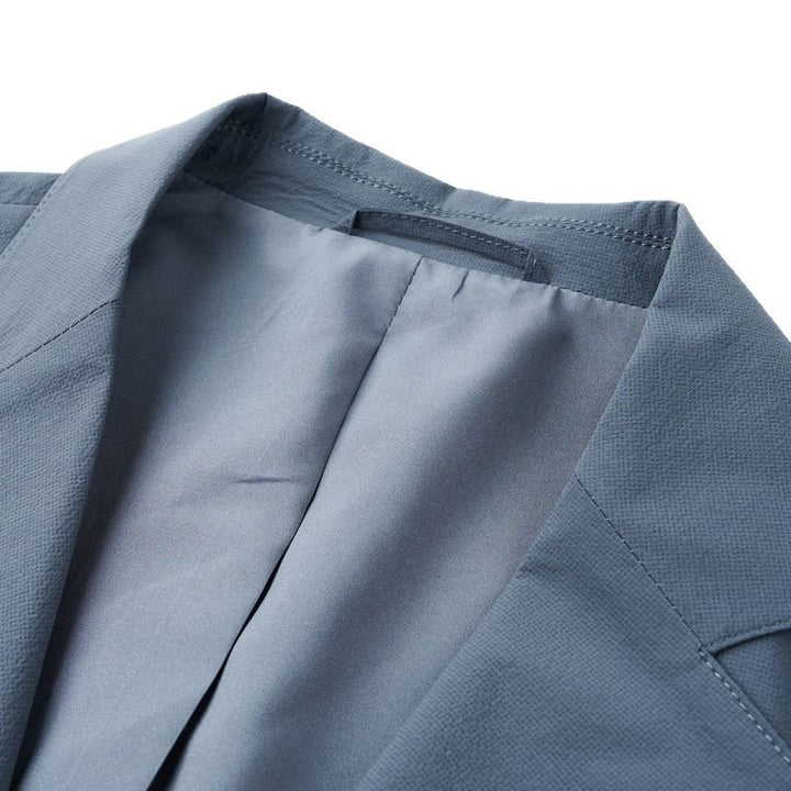 Herren eleganter Freizeitblazer aus atmungsaktivem Gewebe mit modischem Stehkragen Drune