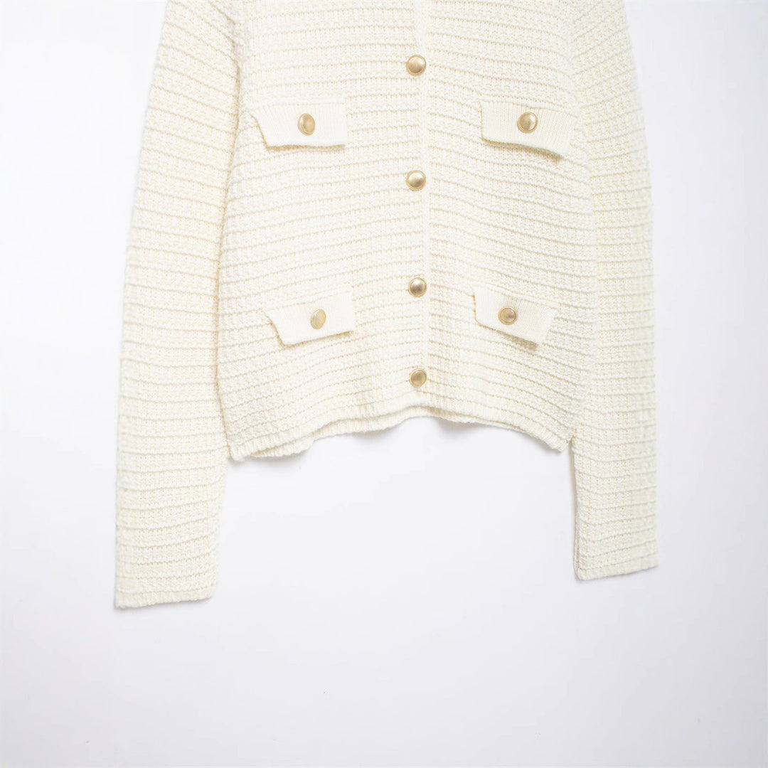Damen Strickjacke mit Taschen und Knopfverschluss Drune