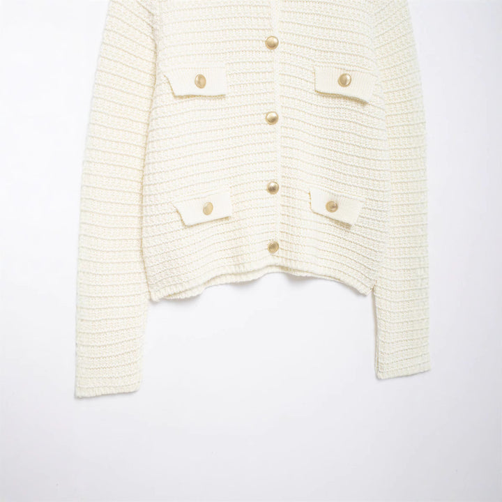 Damen Strickjacke mit Taschen und Knopfverschluss Drune