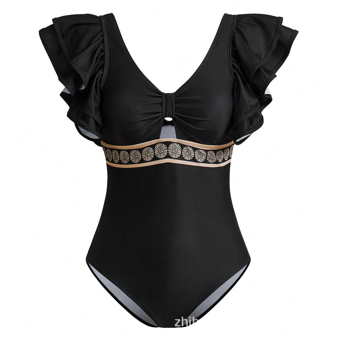 Damen Badeanzug mit eleganten Rüschendetails und passendem Saumrock Drune
