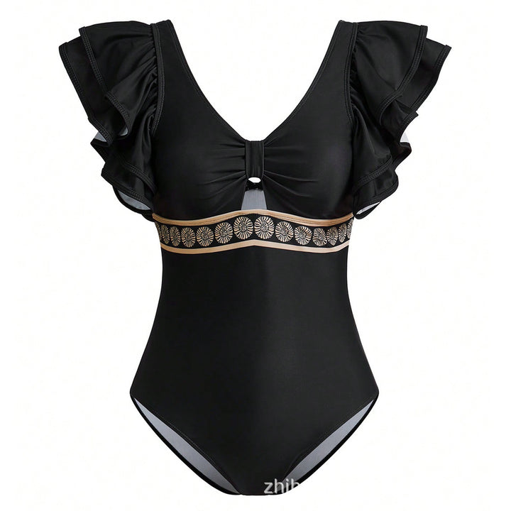 Damen Badeanzug mit eleganten Rüschendetails und passendem Saumrock Drune