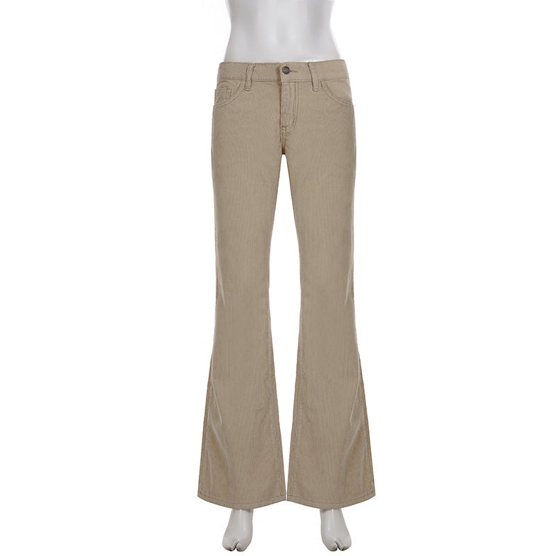 Damen nan Corduroy Schlaghose mit hoher Taille, figurformenden Nähten und weitem Bootcut Drune