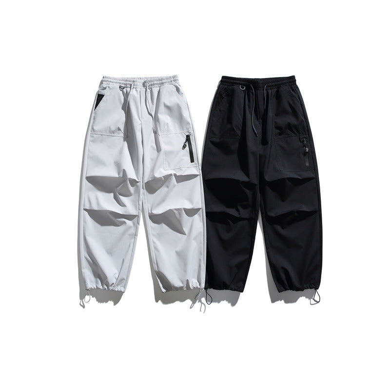 Unisex Technische Cargo-Joggerhose mit elastischem Bund, Reißverschlusstasche und Kordelzug Drune