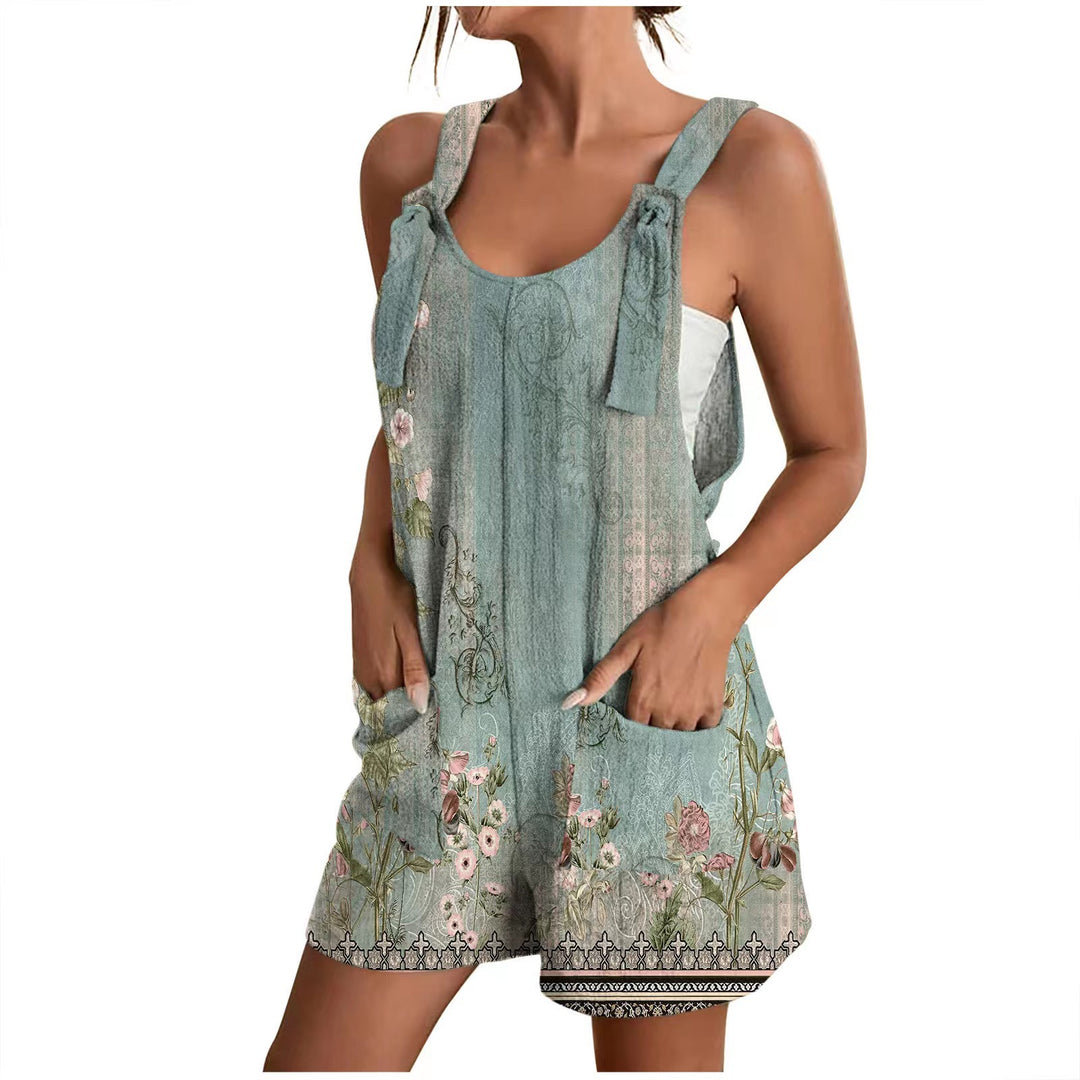 Damen luftiger Overall mit floralen Mustern und praktischen Taschen Drune