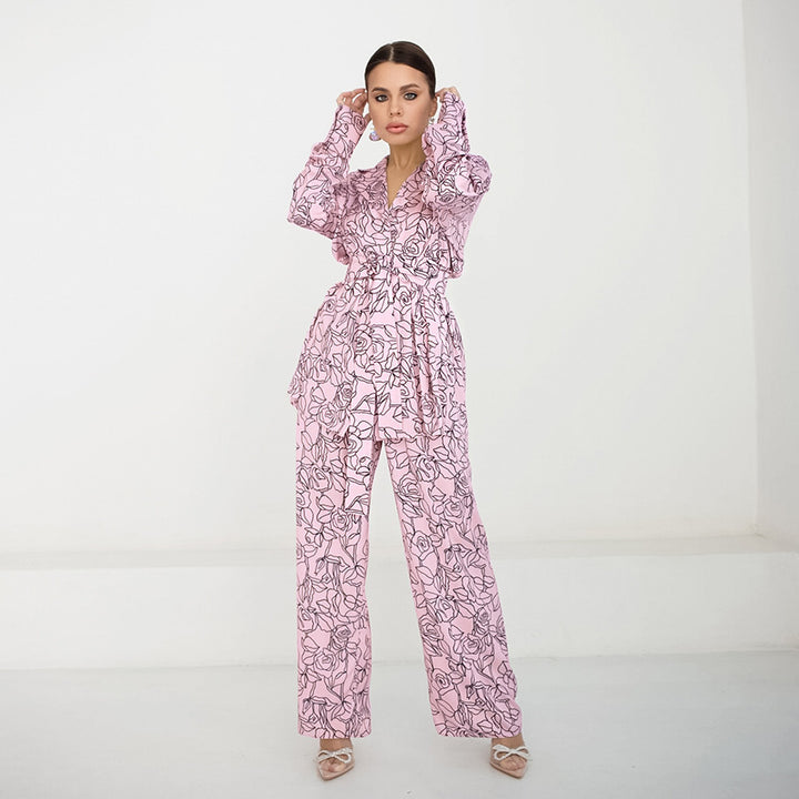 Damen modisches Blazer-Set mit floralen Akzenten Drune