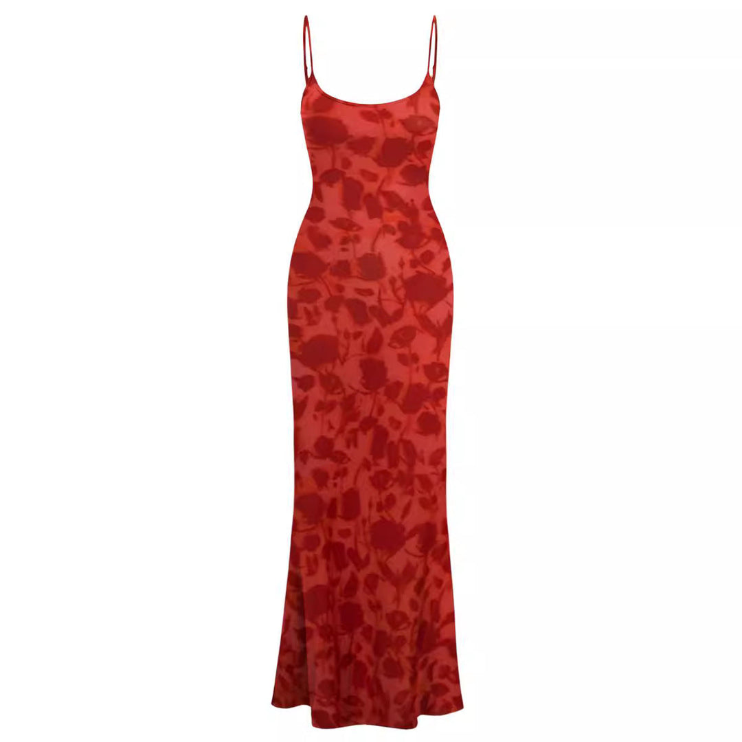 Damen Maxikleid mit Spaghetti-Trägern und elegantem Fließschnitt Drune