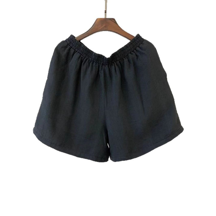Damen Leichte Hoch-taillierte Leinen Shorts Drune