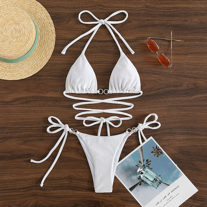 Damen Triangel-Bikini mit verstellbaren Trägern und luxuriösem Samt-Design Drune