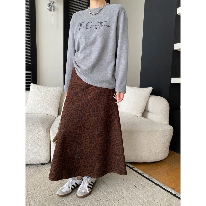 Damen Eleganter Maxirock mit Leopardenmuster und fließendem Schnitt Drune