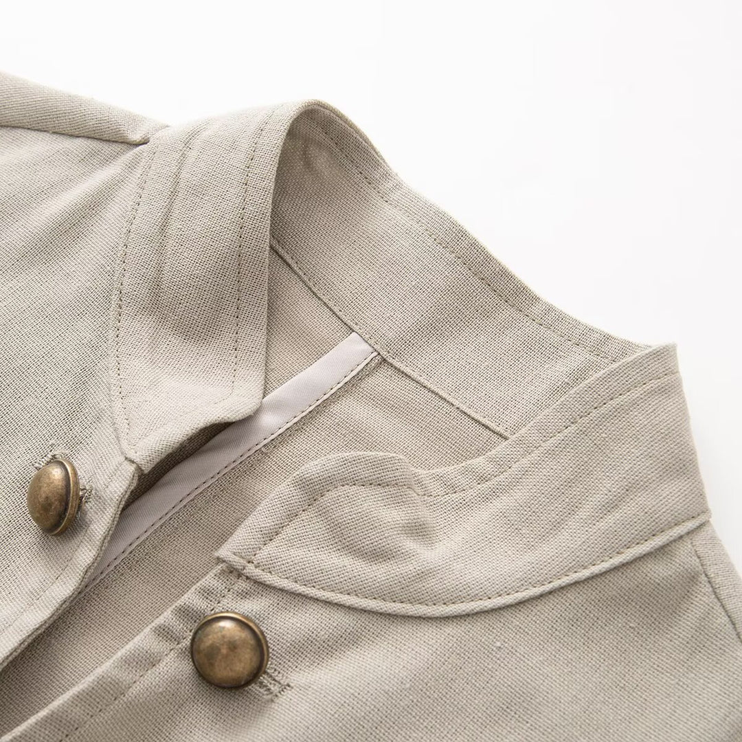 Damen Taillierter Stehkragen-Blazer mit dekorativen Metallknöpfen Drune