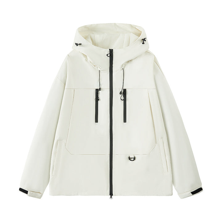 Herren wasserabweisende Outdoor-Jacke mit verstellbarer Kapuze und multifunktionalen Taschen Drune