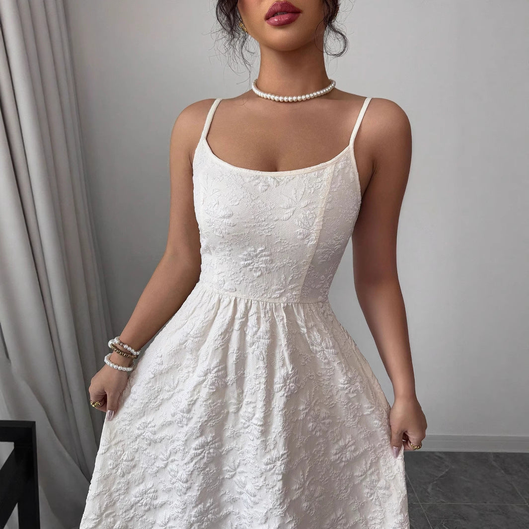 Damen Midikleid mit zarter Blumenstickerei Drune