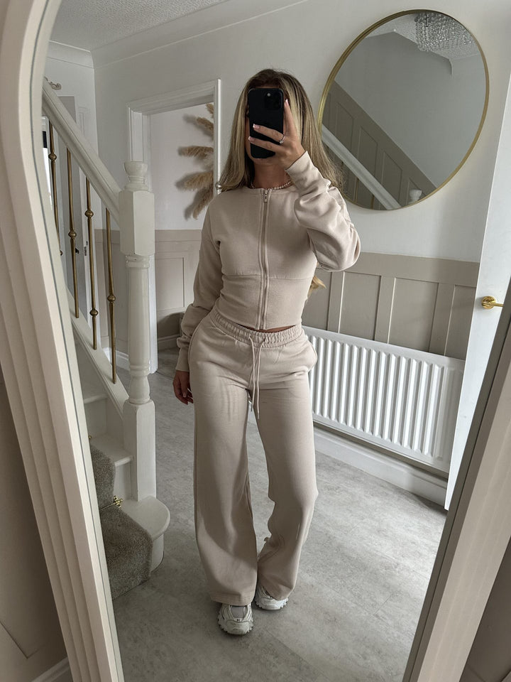 Damen lässiger Cropped Hoodie und Jogginghose Set mit elastischem Bund Drune