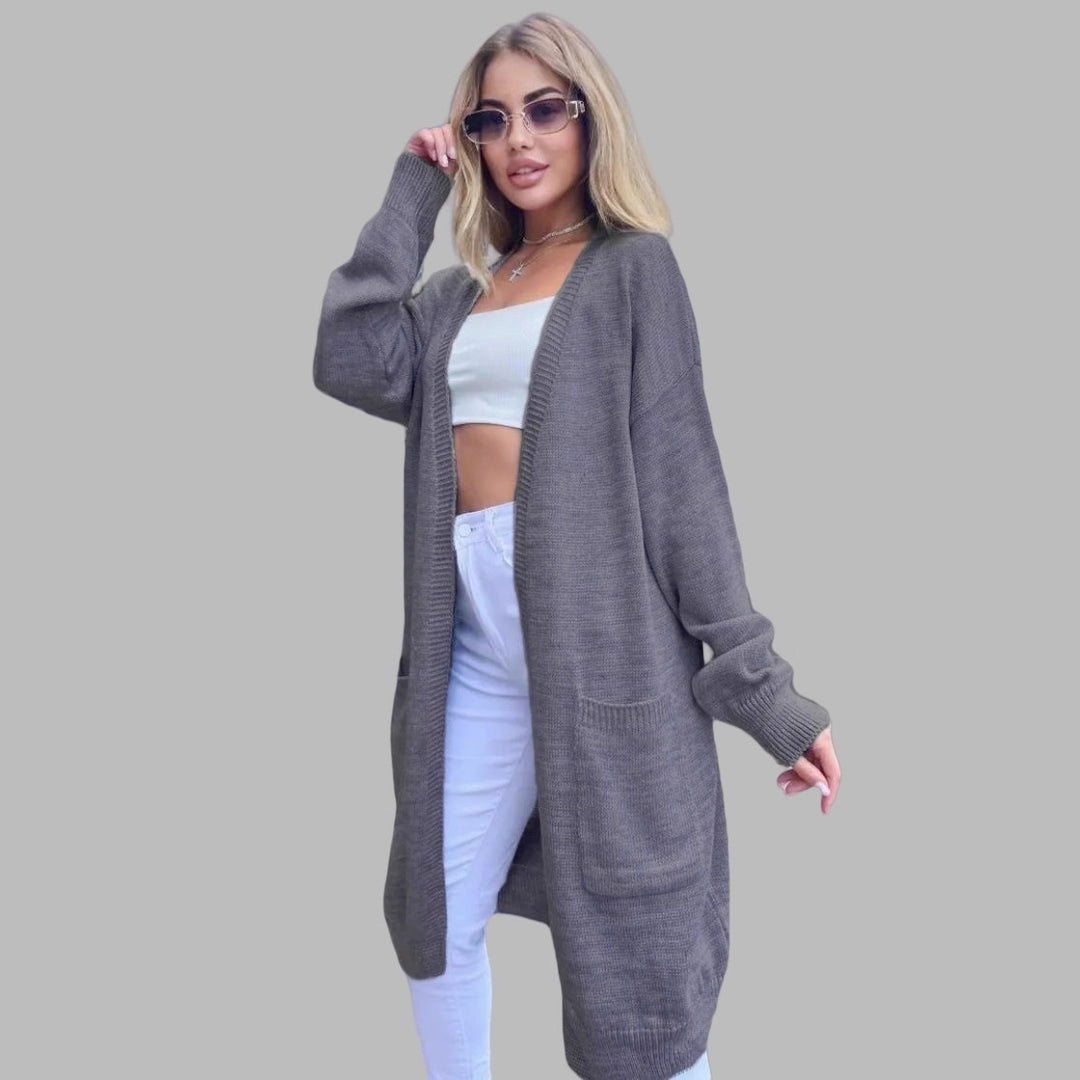Damen Grobstrick-Cardigan mit großzügigen Taschen und offenem Schnitt Drune