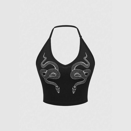 Damen Crop Top mit Schlangendesign Drune