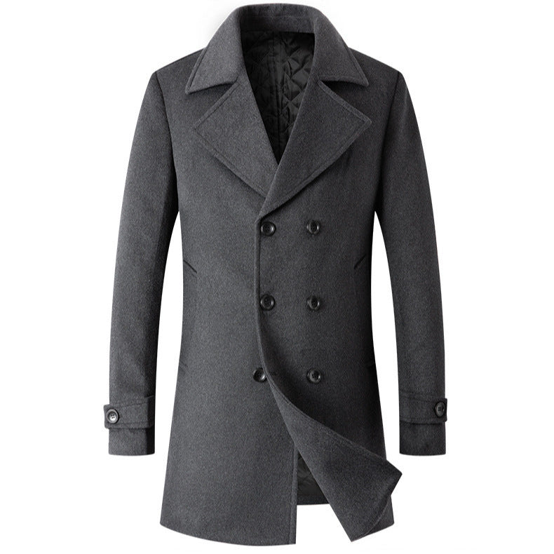 Herren eleganter Wende-Mantel mit doppelter Knopfleiste und verborgenem Gürtel Drune