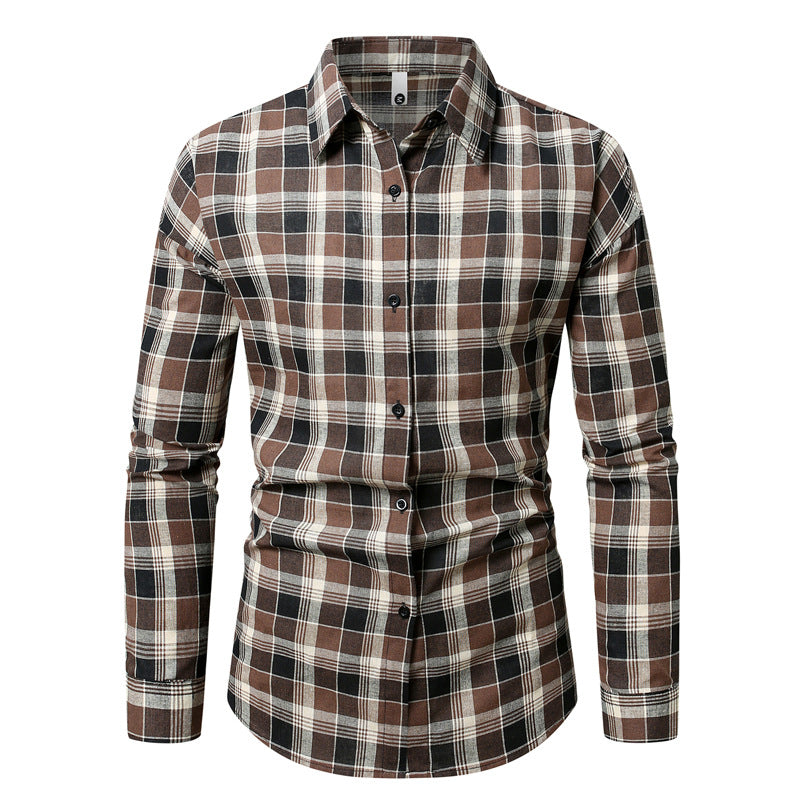Herren kariertes Langarmhemd aus weichem Flanell Drune