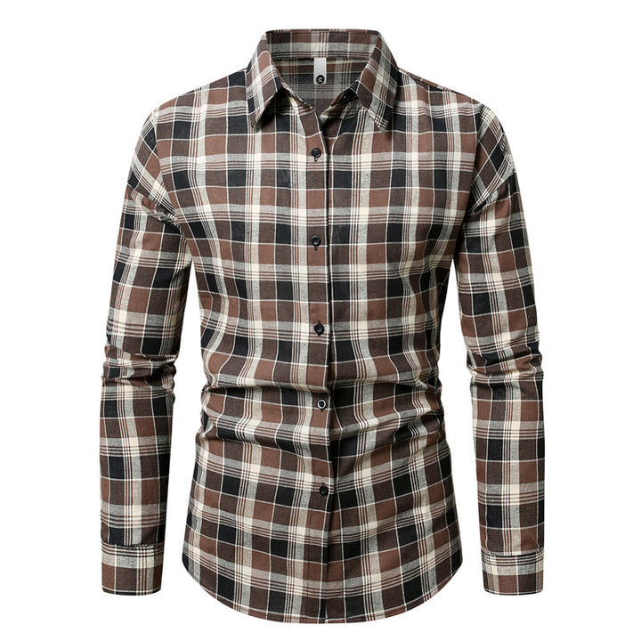 Herren kariertes Langarmhemd aus weichem Flanell Drune