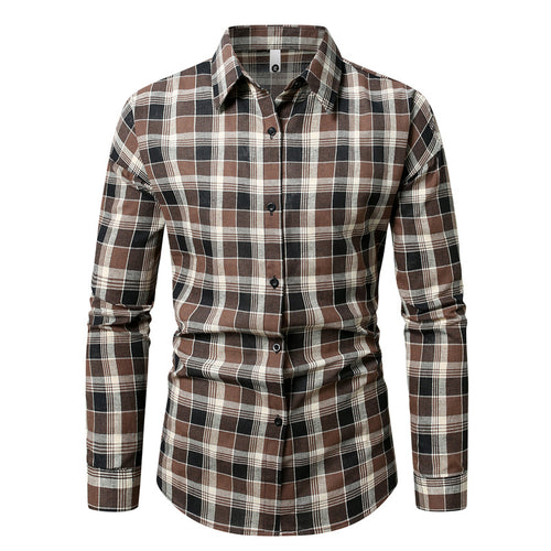 Herren kariertes Langarmhemd aus weichem Flanell Drune