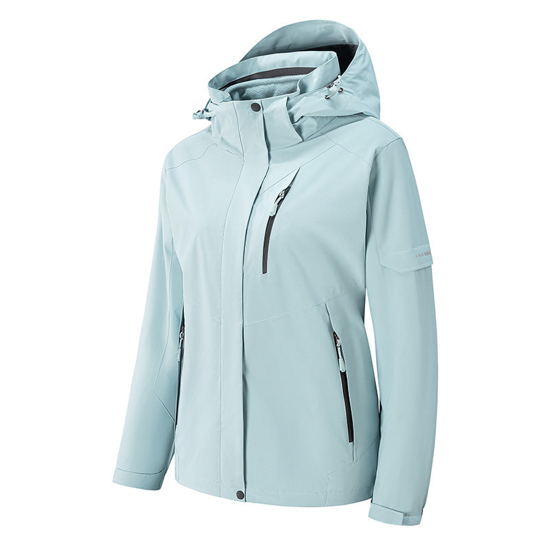 Herren wasserdichte dreilagige Softshell-Outdoorjacke mit verstellbarer Kapuze und verschweißten Reißverschlüssen Drune